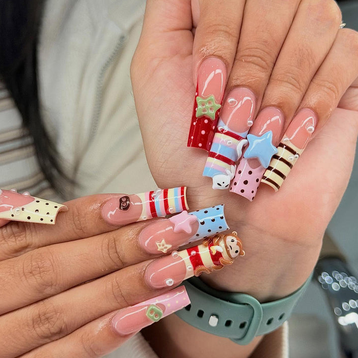 Playful Character Acrylic Nail Art Extensions Kalsten