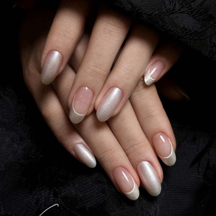 Stylish Press-On Nail Set with Elegant Glitter Accents Kalsten