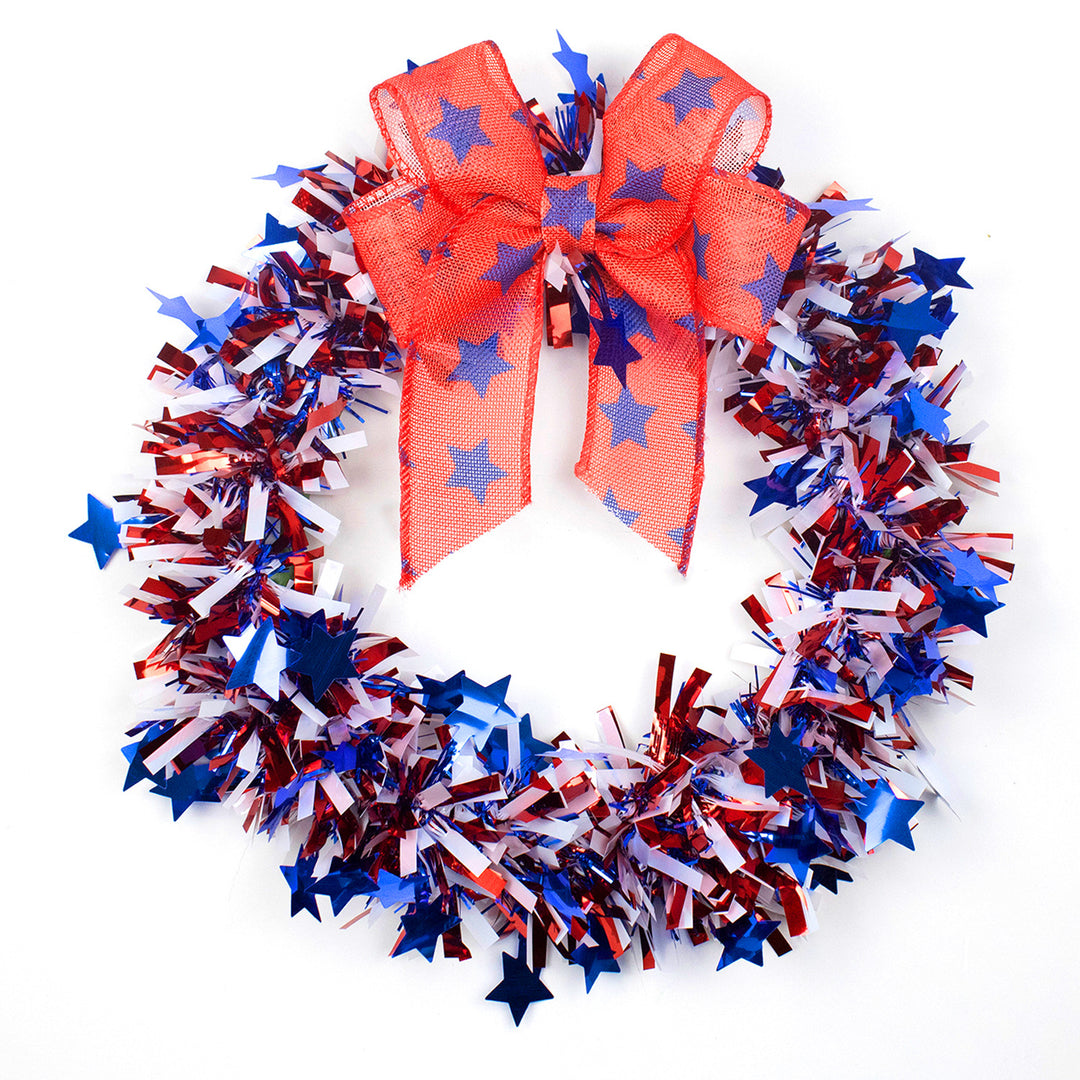 Unisex decorative door wreath with star confetti and large bow Kalsten