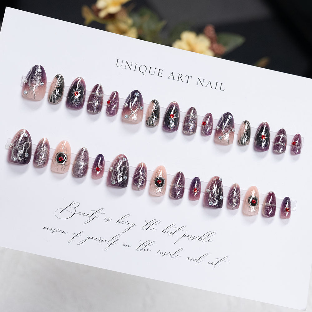 Glamorous Rhinestone-Embellished Press-On Nail Art