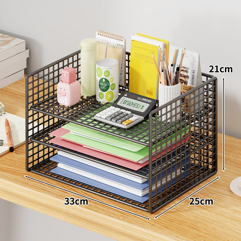 Mesh Two-Tier Desktop Document and Stationery Organizer