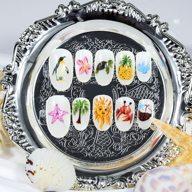 Artificial nail set with creative maritime motifs Kalsten