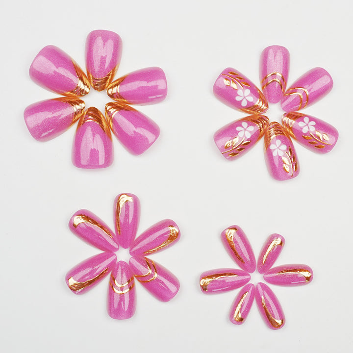 Flower-Embellished Press-On Nail Set