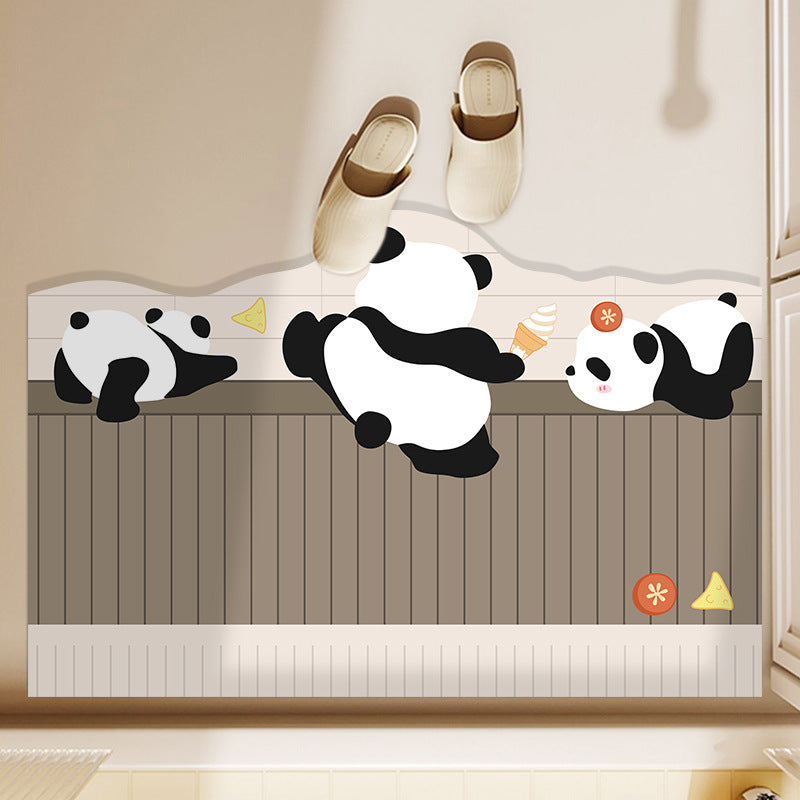 Playful Panda-Themed Bathroom Mat