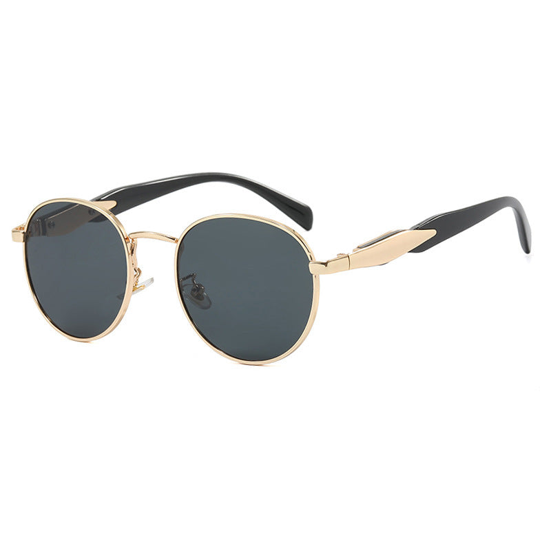 Women's round sunglasses with elegant, golden frame and UV protection Kalsten