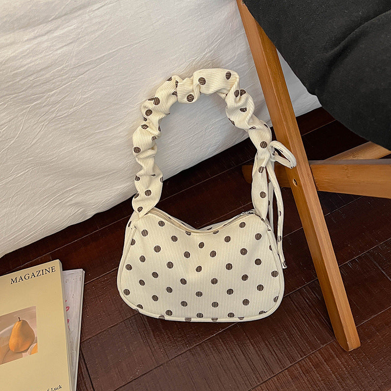 Polka Dot Textured Shoulder Bag