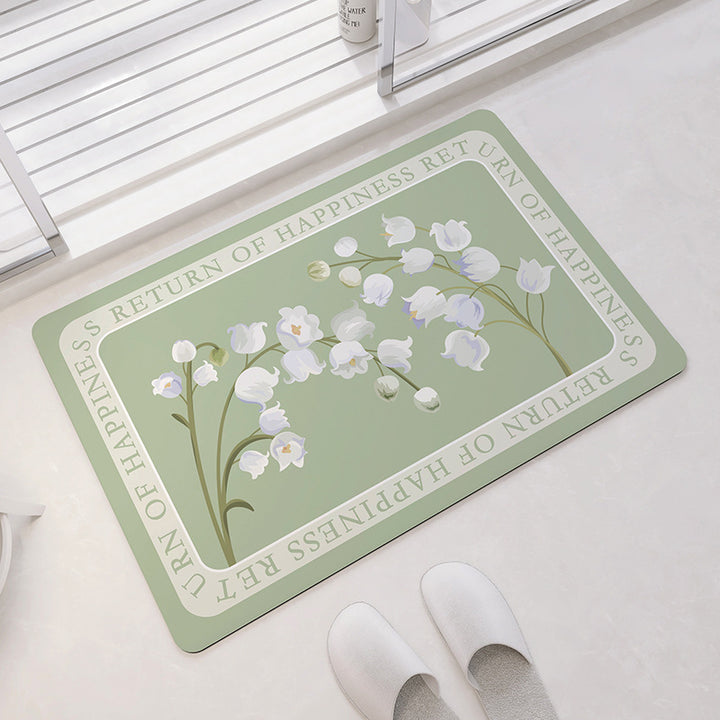 Oval Floral Pattern Bath Mat Kalsten