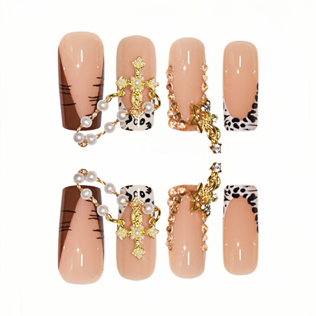 Decorative Long Press-On Nail Enhancements Kalsten