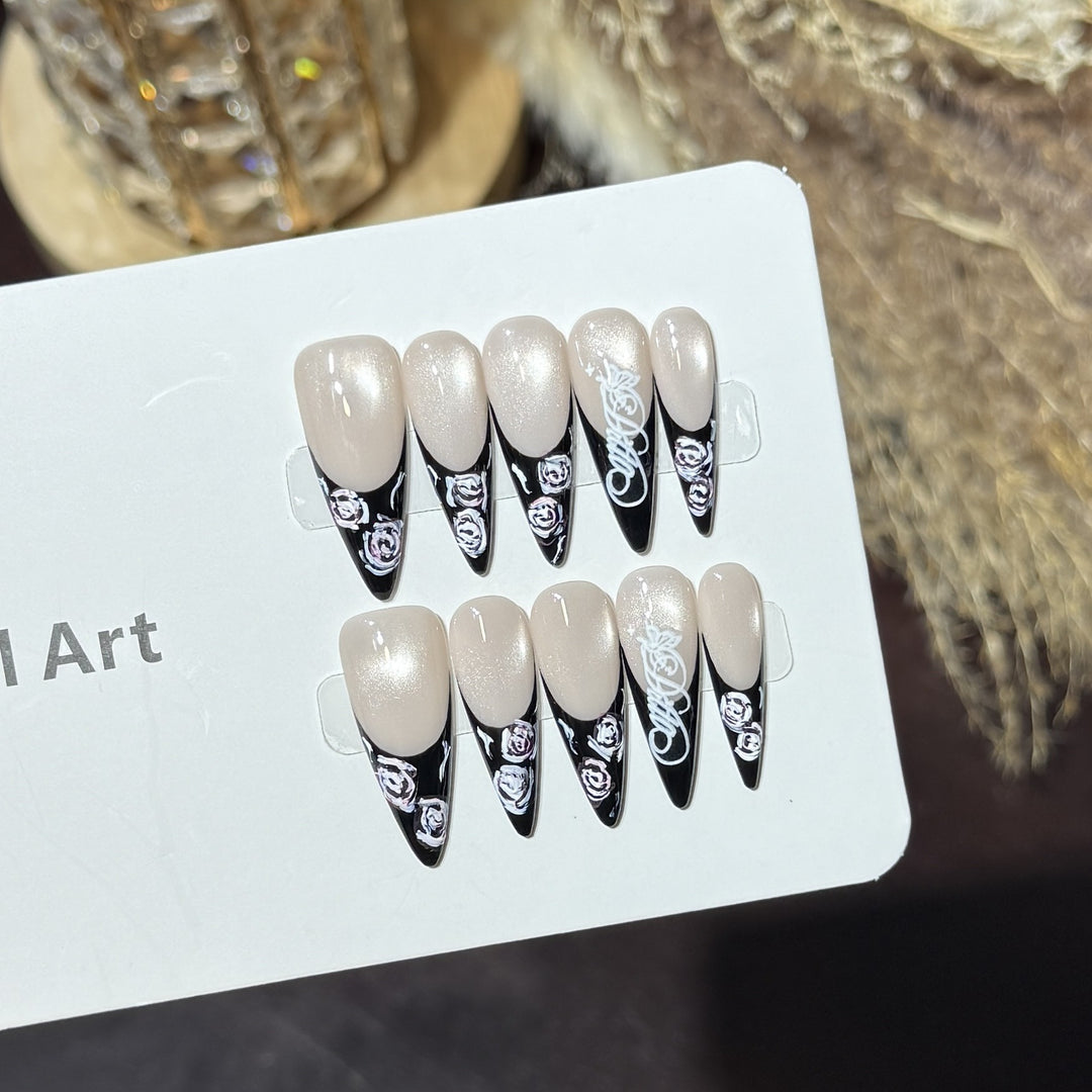 Floral and Glossy Press-On Nail Set Kalsten