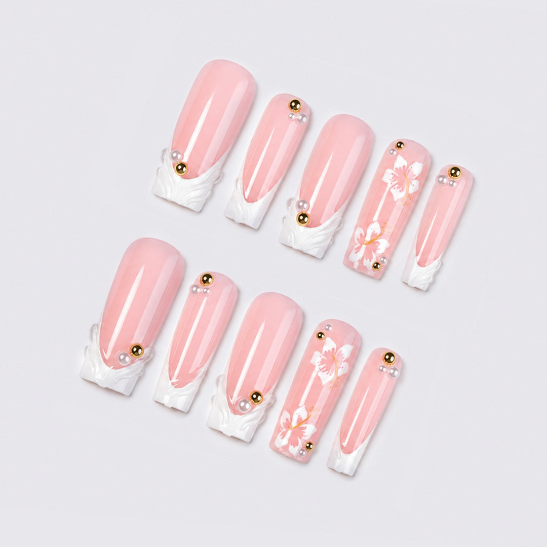 Artificial nail set with artistic flower designs Kalsten