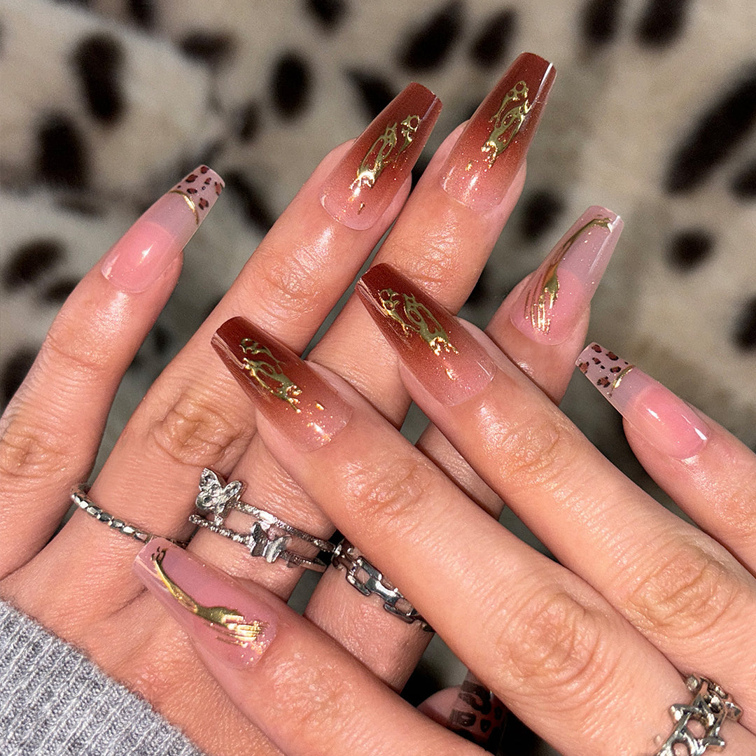 Premium Leopard Design Press-On Nails Kalsten