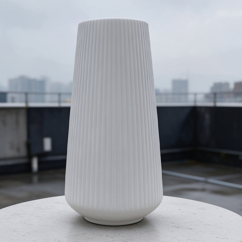 Modern Vertical Ribbed Ceramic Vase Kalsten