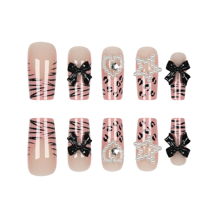 Artistic Stiletto Press-On Nails with Bow and Gem Accents Kalsten