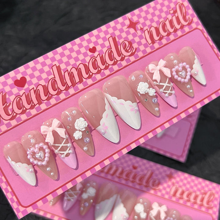 Artful stiletto nails with romantic accents Kalsten