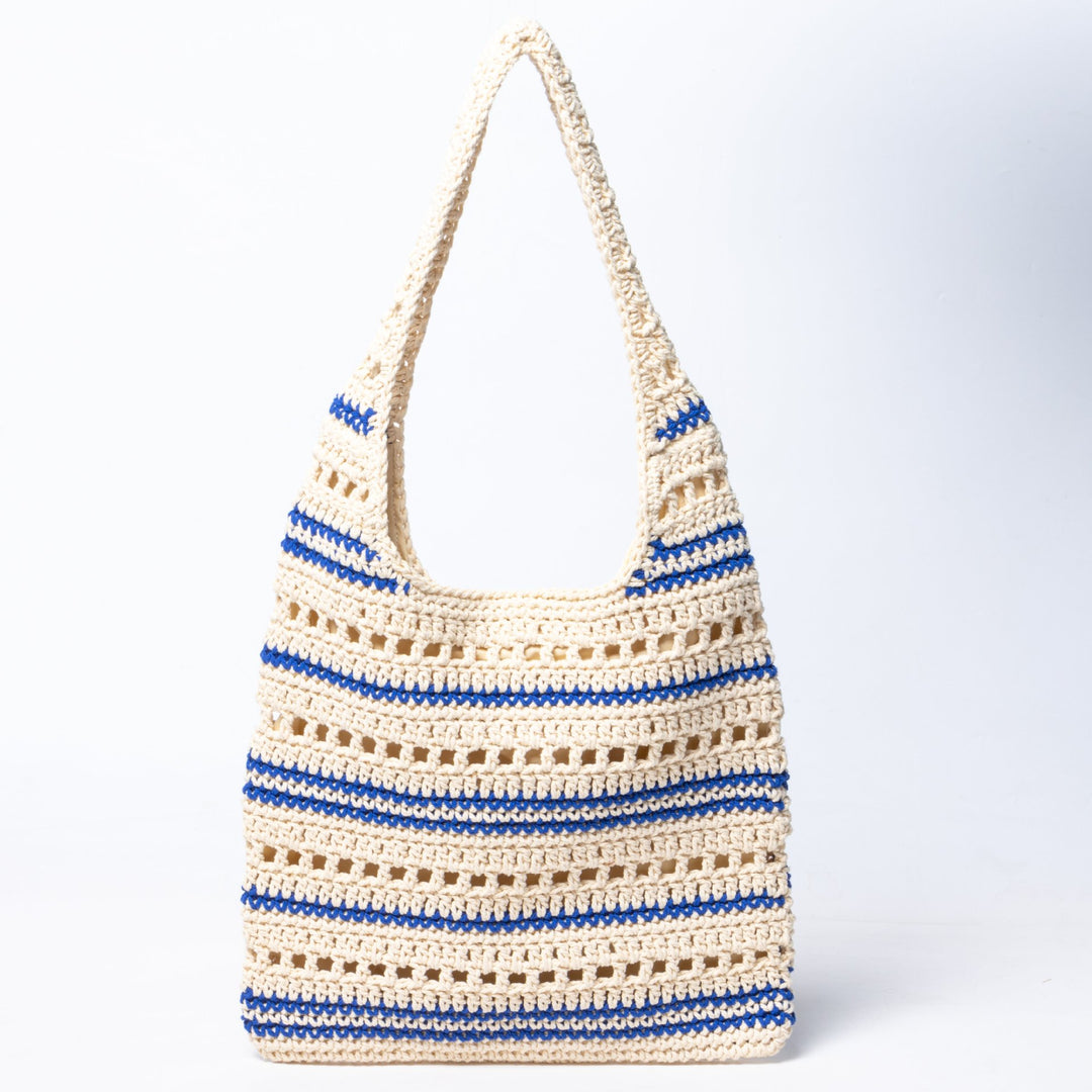 Hand-knitted shopping bag with air stitch pattern Kalsten