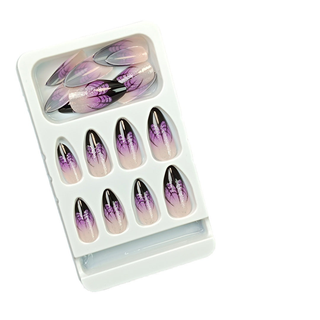 Artistic Stiletto Press-On Nails with Spider Web Design Kalsten