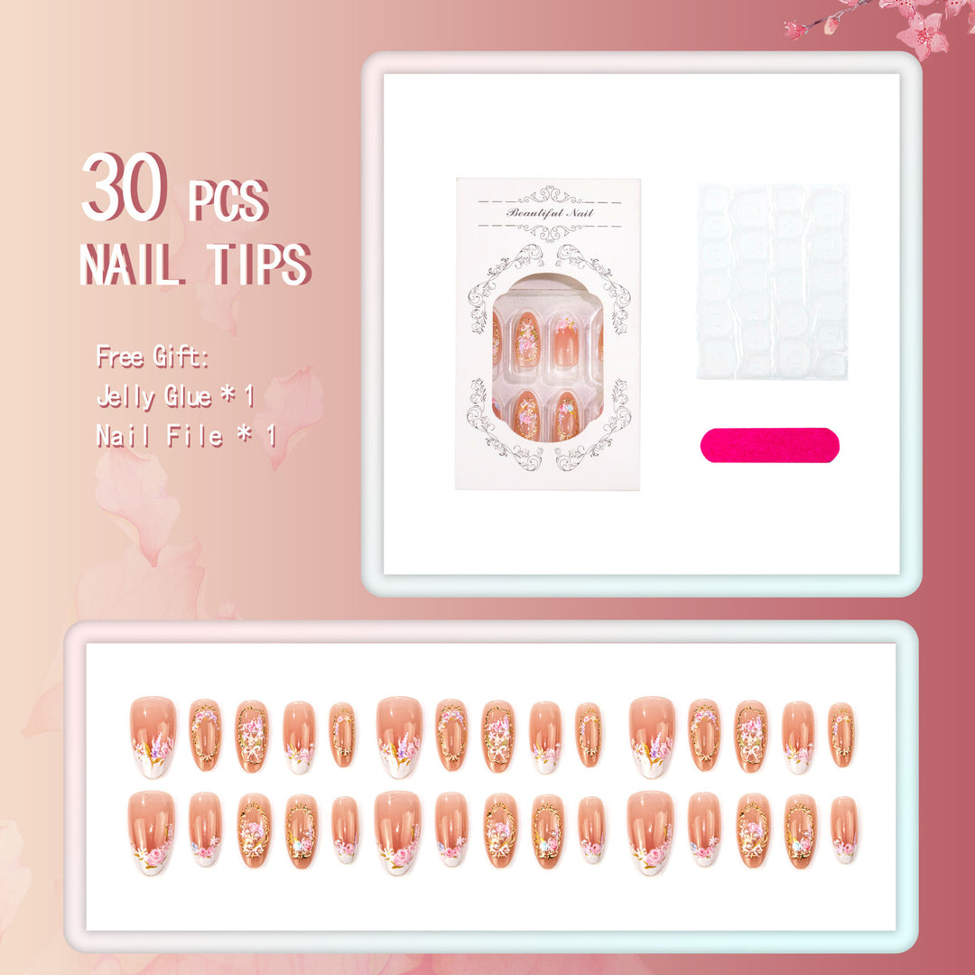 Elegant Floral Art Press-On Nail Set