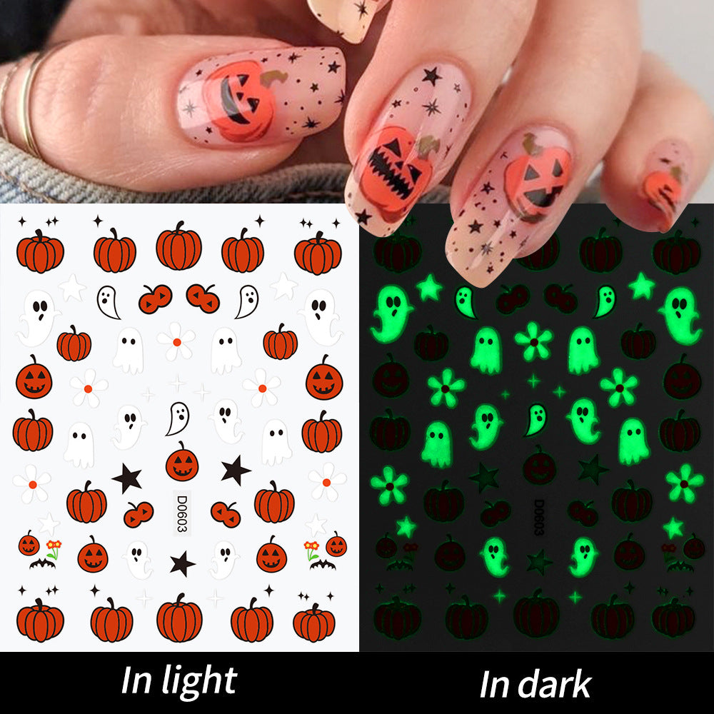 Glow-in-the-Dark Ghost Nail Art Sticker Set
