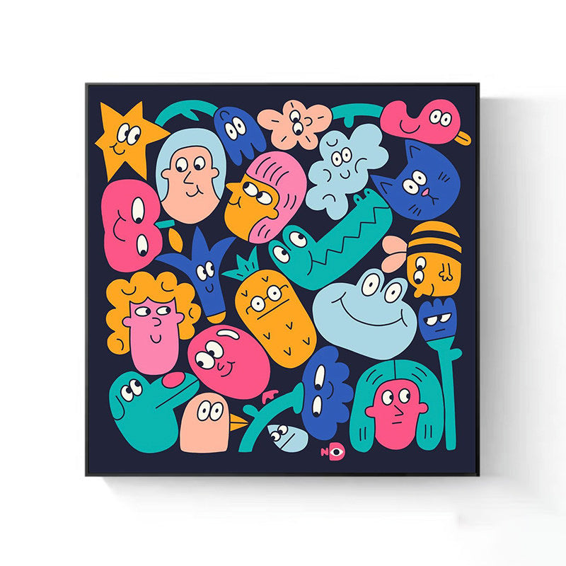 Playful Cartoon Character Canvas Artwork