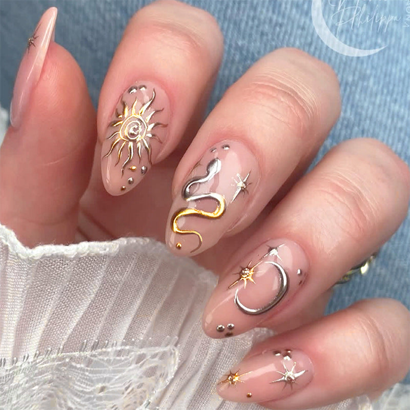 Artificial nail set with star and moon motifs Kalsten