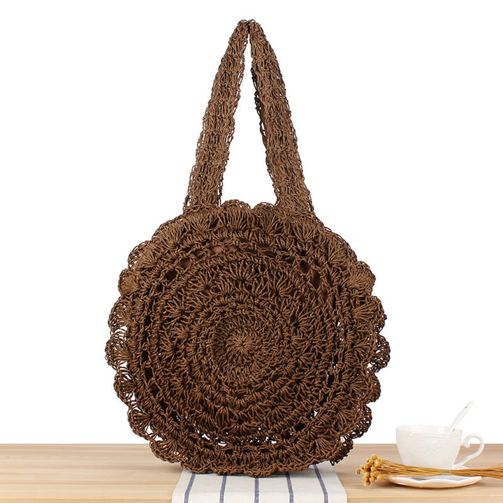 Handcrafted beach bag with artistic round design Kalsten
