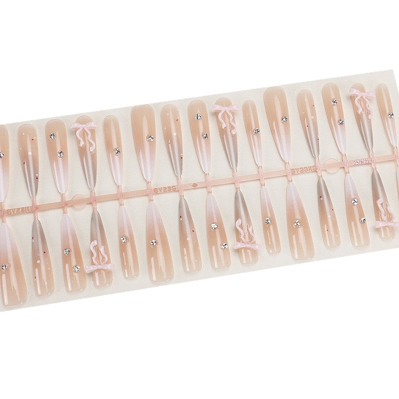 Elegant Stiletto Press-On Nails with Decorative Bow and Rhinestone Accents Kalsten