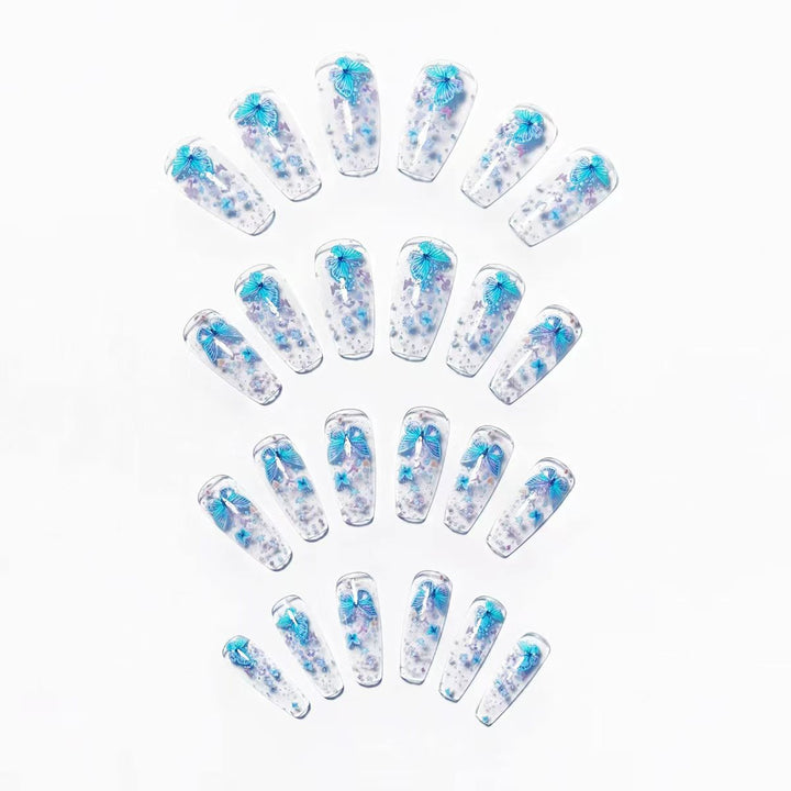 Creative press-on nails with shimmering butterfly design Kalsten