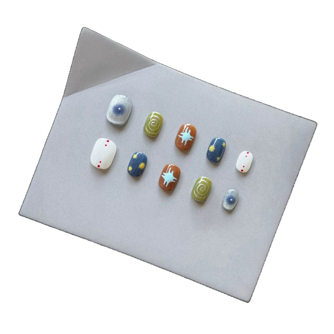 Artistic Press-On Nail Art Set with Unique Patterns