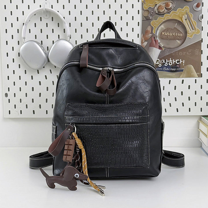 Stylish Crocodile-Patterned Leather Backpack Kalsten