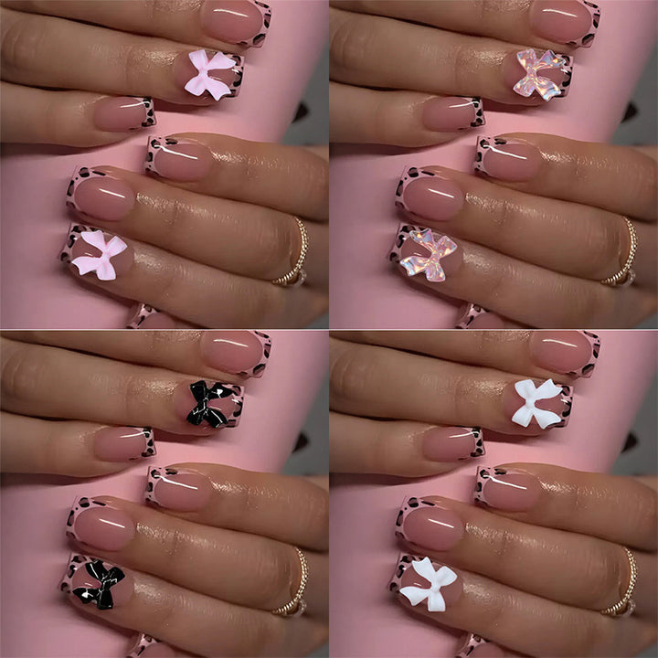 Acrylic nail set with cute bow and flower designs Kalsten