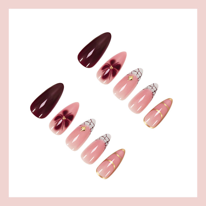 Artificial nail set with elegant floral and glamorous design elements Kalsten