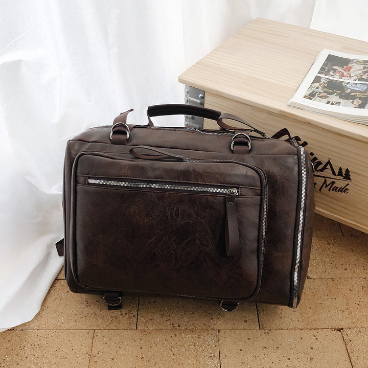 Premium Leather Weekender Duffel Bag