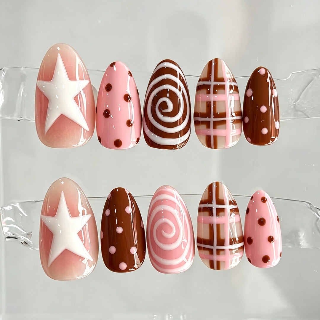 Decorative Press-On Nail Art Set with Unique Designs Kalsten