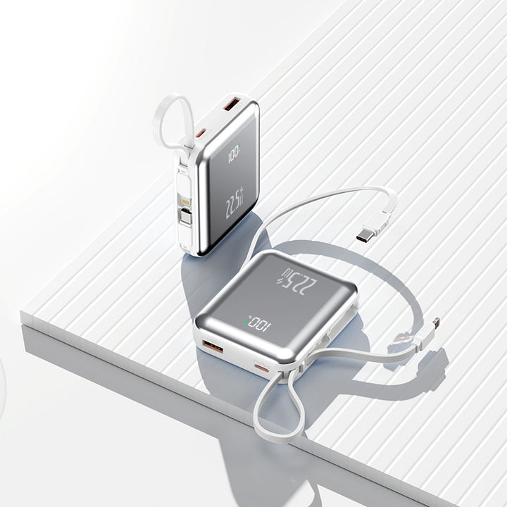 Portable power bank with digital display and integrated cable management Kalsten