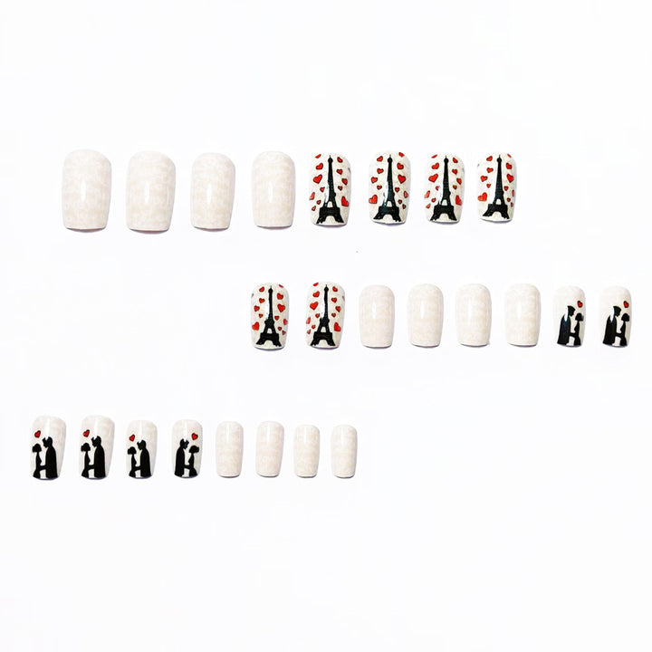 Artificials nails with Romantic Eiffel Tower design Kalsten