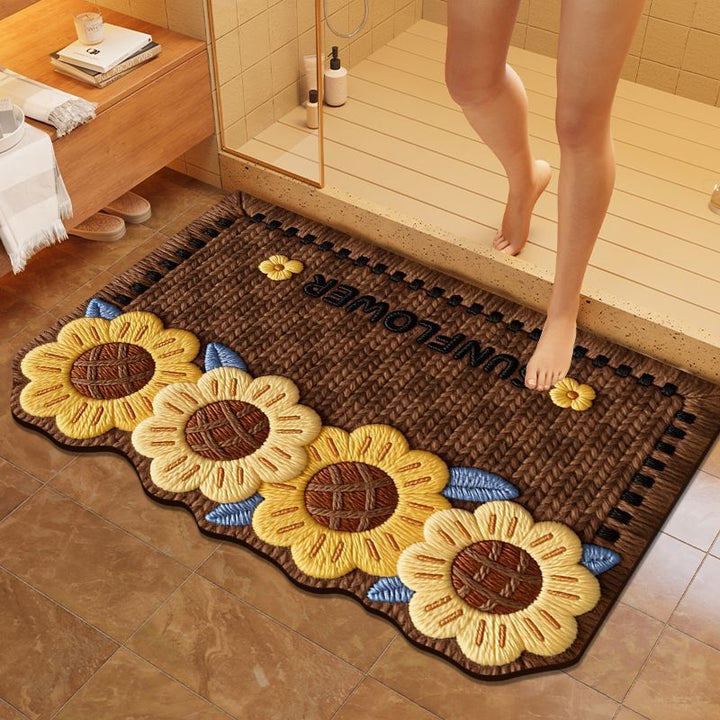 Floral Embroidered Bathroom Mat Kalsten