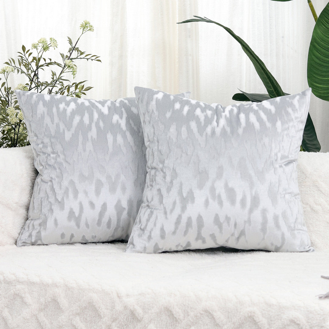 Plush Textured Velvet Square Throw Pillow Covers with Embossed Animal-Effect Jacquard