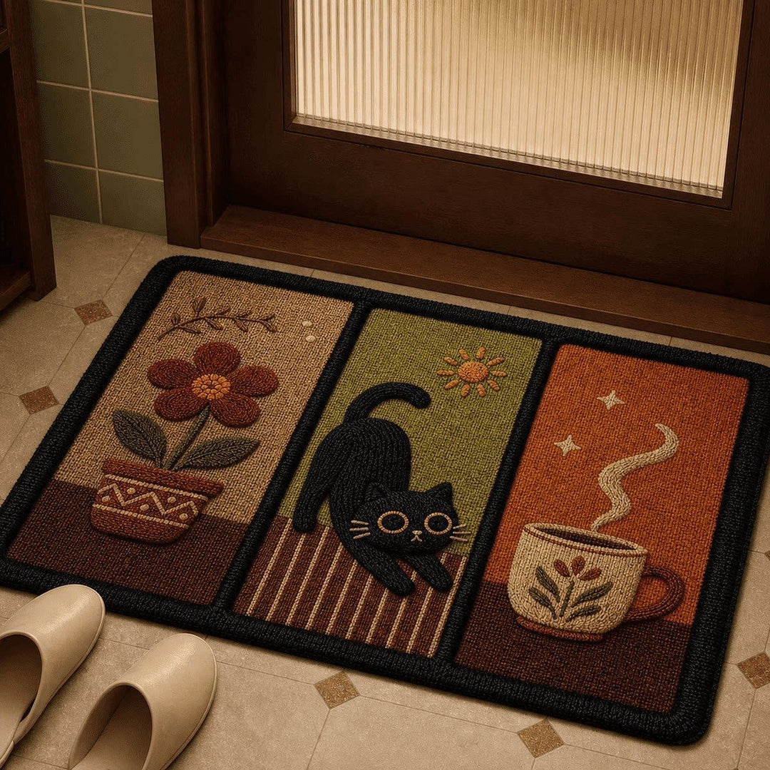 Artistic Cat-Themed Entrance Mat for Home Entryway