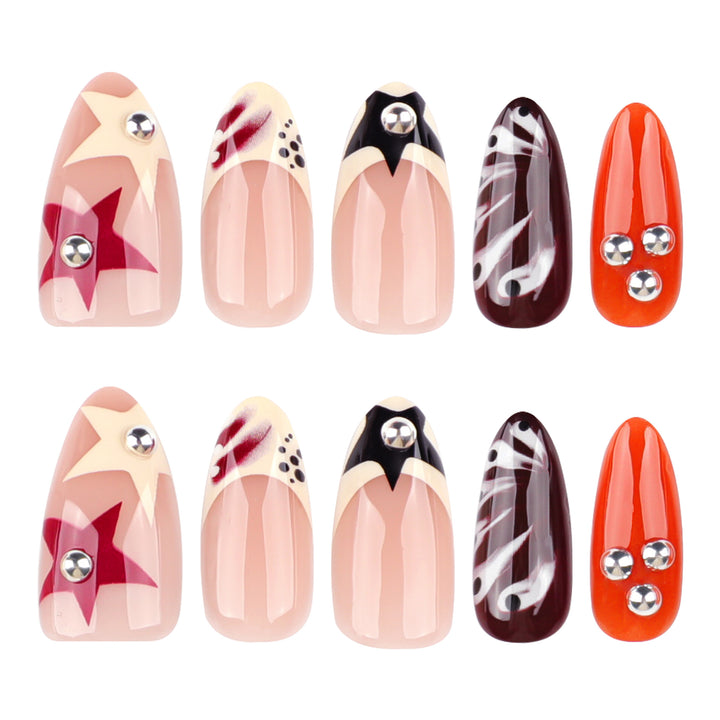 Artistic acrylic nails with creative 3D decorations Kalsten