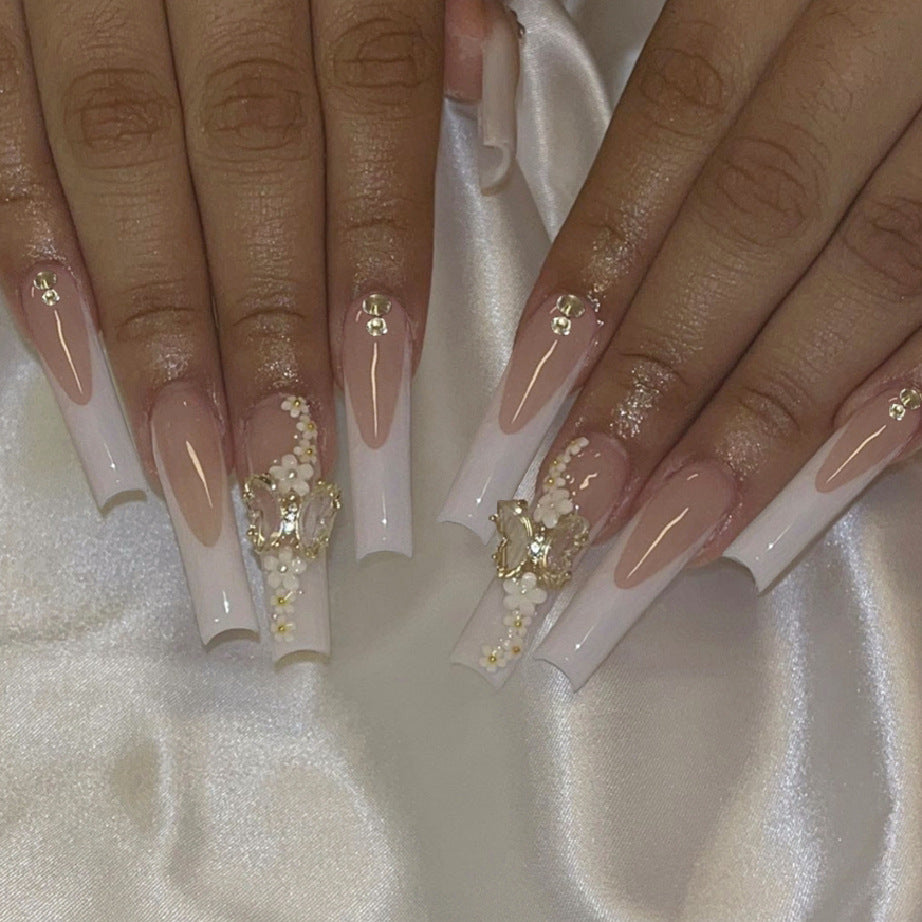 Luxury Press-On Nail Art with Floral Accents Kalsten