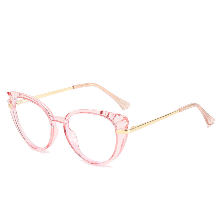 Women's Cat-Eye Prescription Glasses with Glossy Plastic Frame and Gold Accents Kalsten