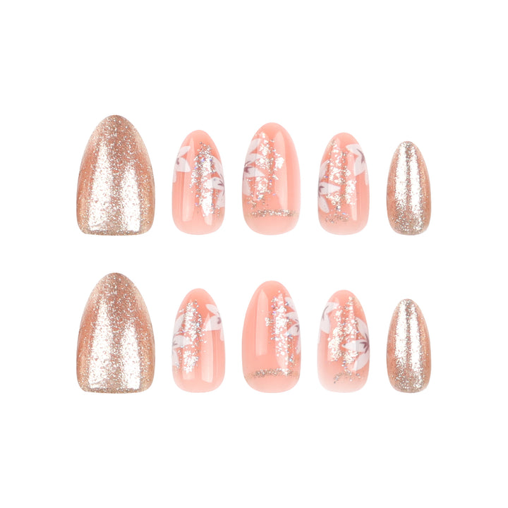 Artistic nail art with floral and glittering accents Kalsten
