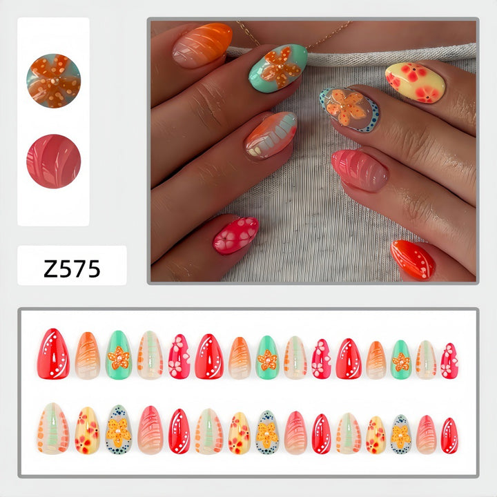 Creative floral design acrylic nails Kalsten