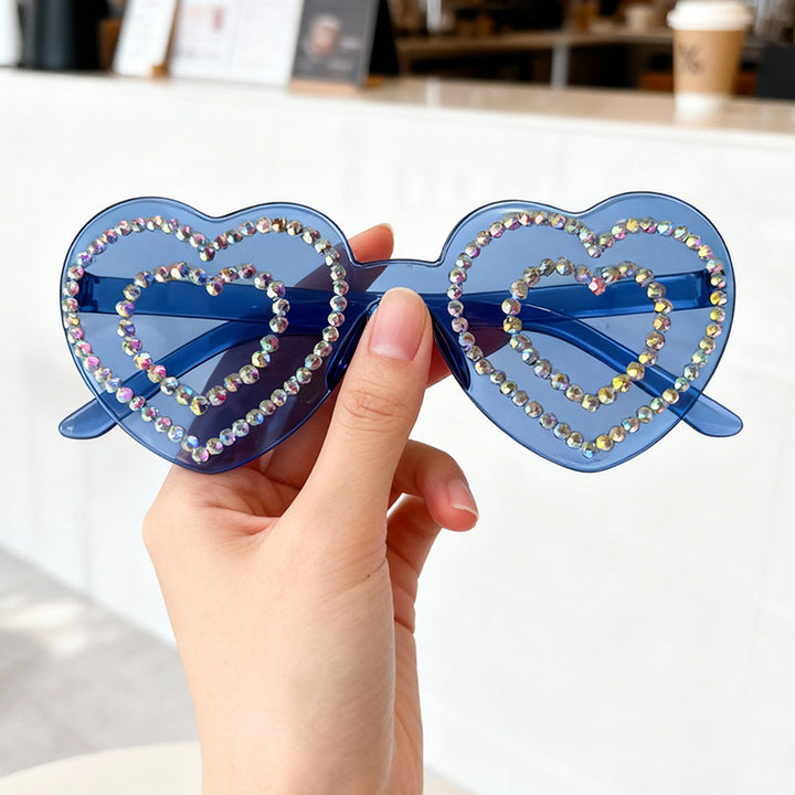Rhinestone-Embellished Heart-Shaped Sunglasses Kalsten 1787141238