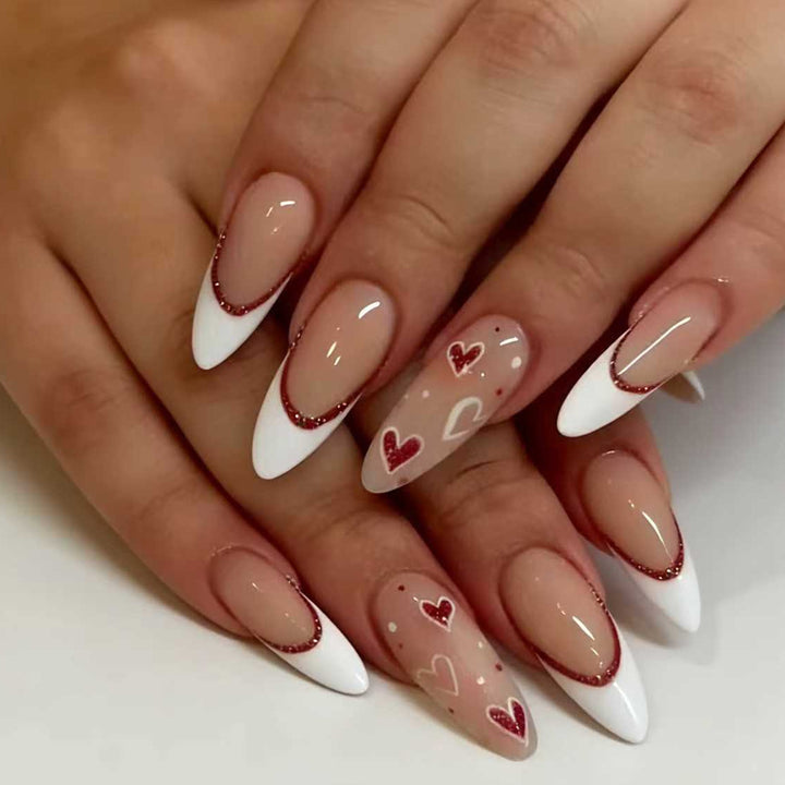Elegant Heart-Design Stiletto Nail Art Extensions Kalsten