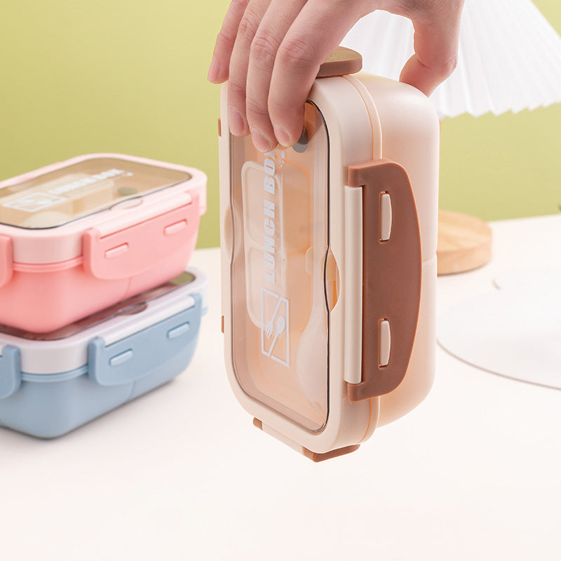 Versatile Multi-Compartment Lunch Box with Integrated Cutlery