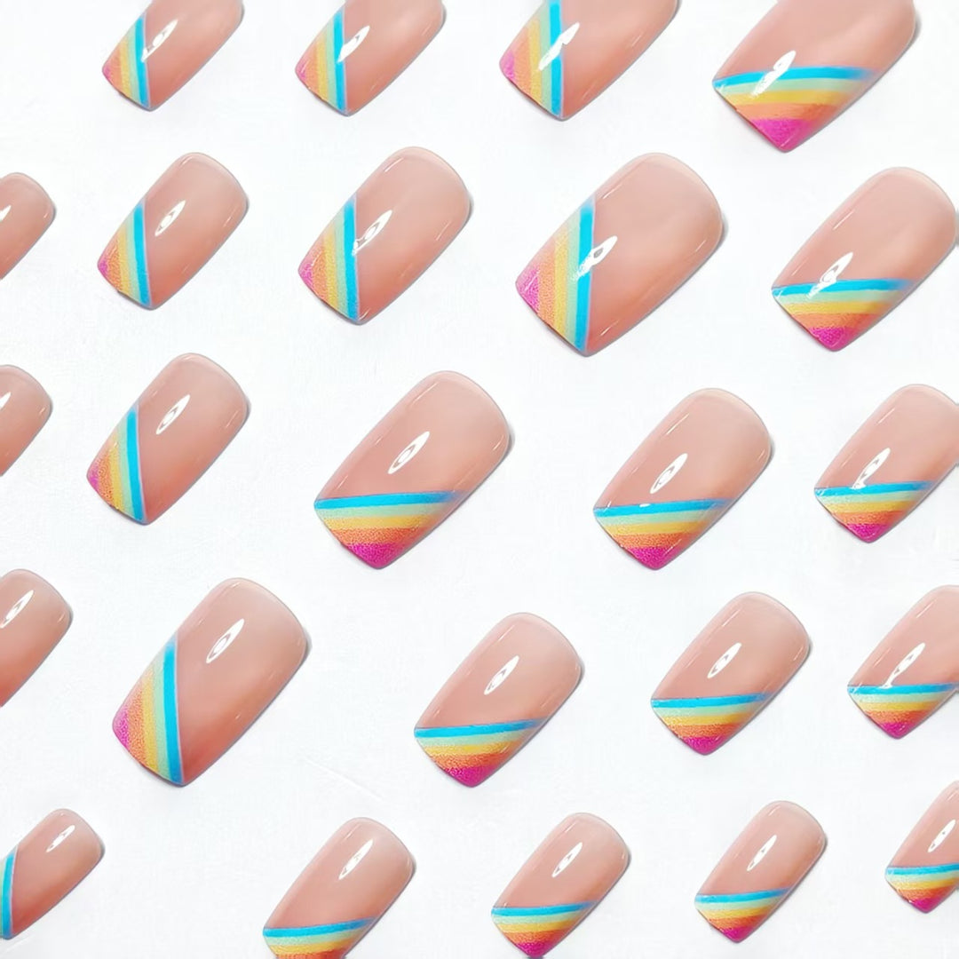 Elegant Rainbow French Tip Nail Art Kalsten