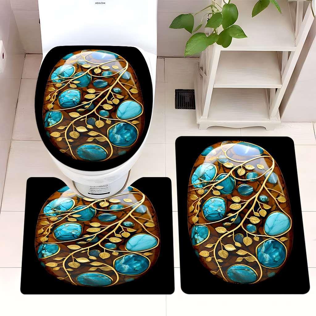 Decorative Rock and Butterfly Bathroom Mat Set Kalsten