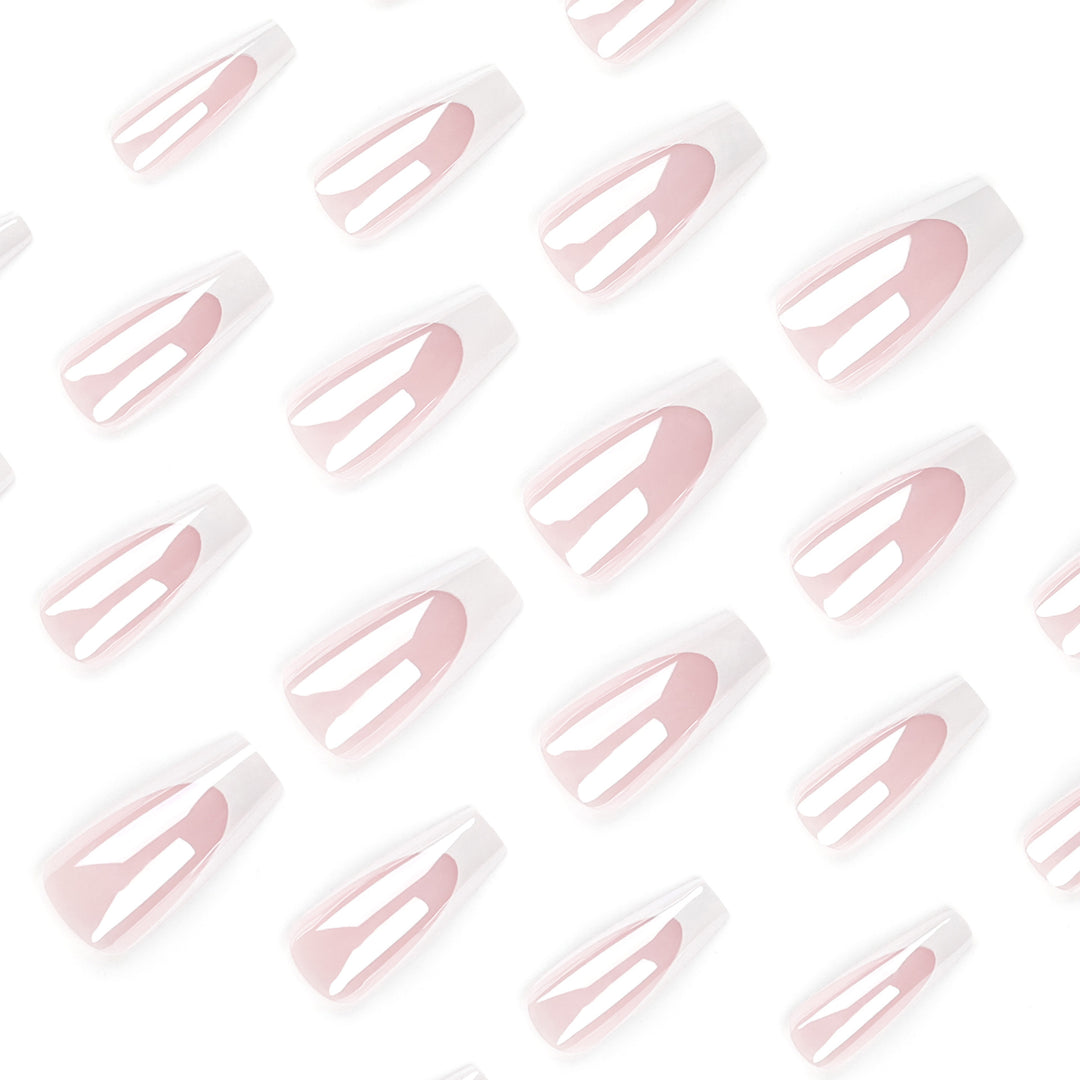 Elegant Nail Extensions with High Gloss Finish and Precise French Tip Kalsten