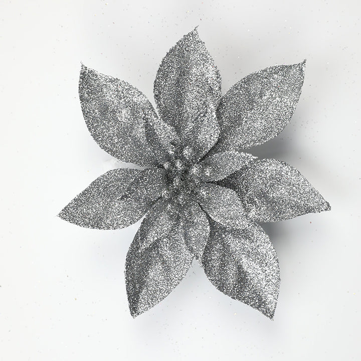 Glittering Poinsettia Flower Ornaments Kalsten